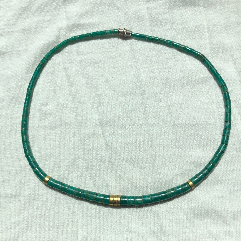 Turquoise and brass choker
